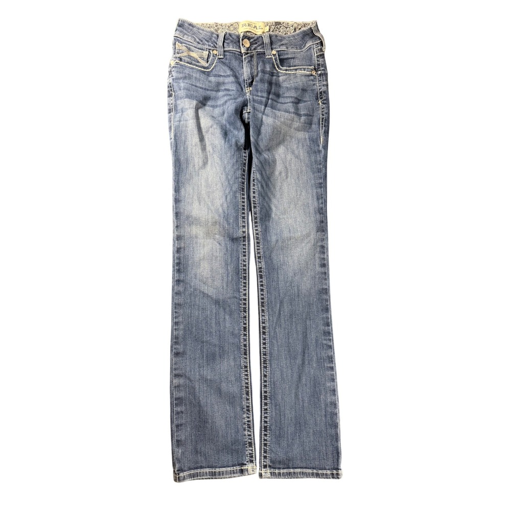 Ariat Real Dresden Straight Leg Jeans Medium Wash Blue Denim 29L 10024300
